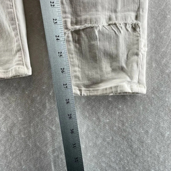 FRAME Jeans Womens Sz 32 Le Skinny De Jeanne Patchwork Distressed Denim White - Picture 12 of 12
